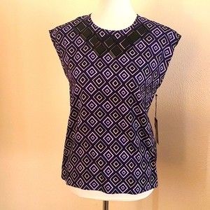 Vince Camuto Factory Rich Diamond Print career blouse NWT